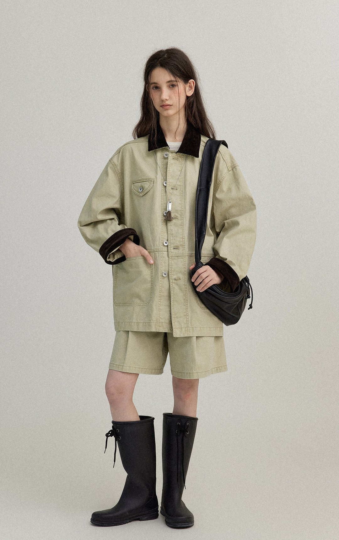 Nordic / 复古撞色灯芯绒派克外套 短裤套装 - 女装休闲/机能外套 - 其他材质 多色