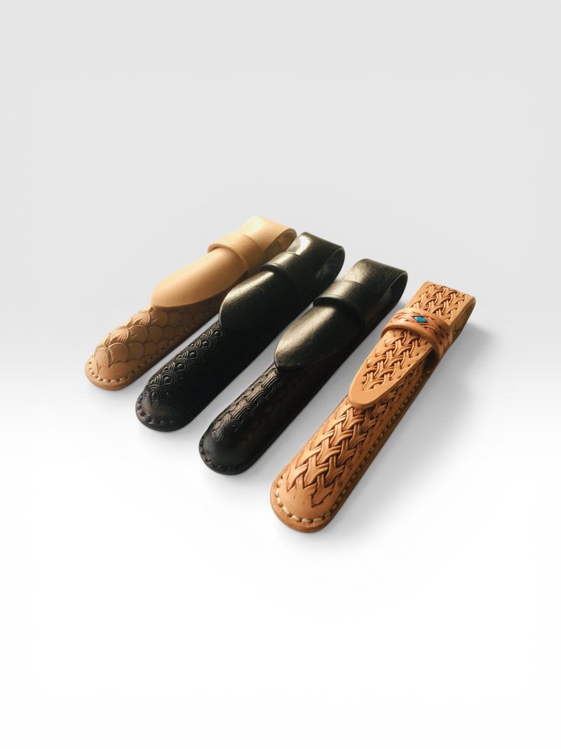 定制化送礼 | 手缝植鞣真皮钢笔套 职人皮雕单支笔袋 Veather - 铅笔盒/笔袋 - 真皮 多色