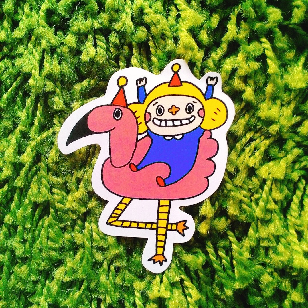 花大鼻4周年 贺贺贴纸(单张) - 贴纸 - 纸 粉红色