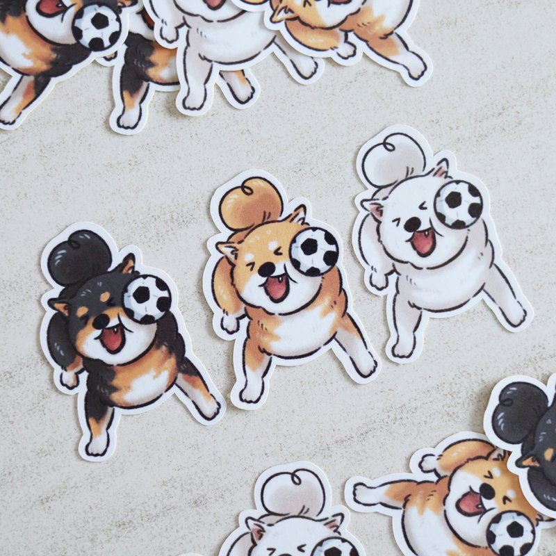 柴柴被球K 贴纸 柴犬 迷因 狗狗 手帐 原创 可爱 纪念 - 贴纸 - 纸 橘色
