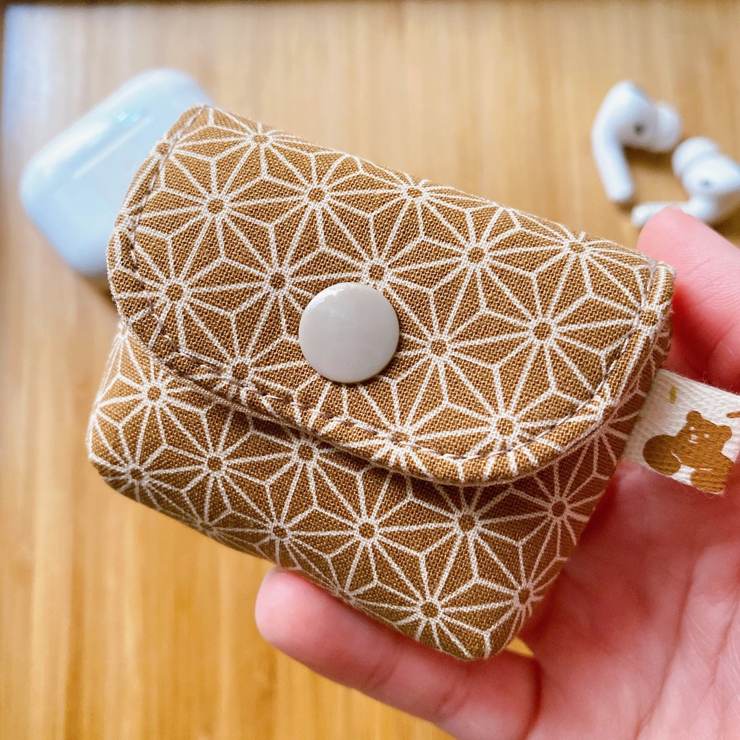 Airpods Case Airpods Pro 耳机套 耳机保护套 浅咖色麻叶纹款 - 耳机收纳 - 棉 