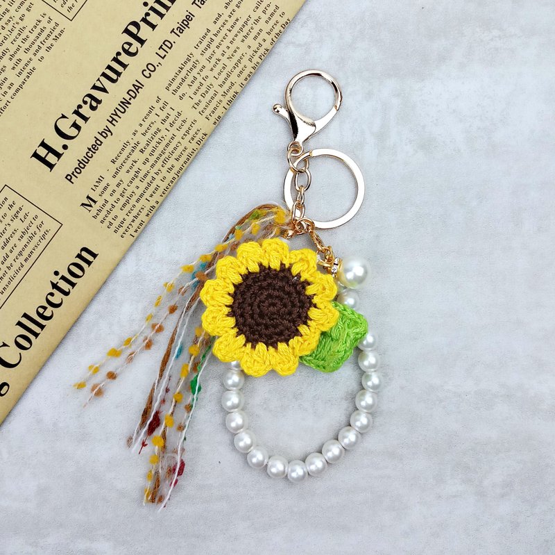 手鈎花匙扣吊饰  向日葵匙扣 礼物  钥匙圈 向日笑挂饰 - 挂绳/吊绳 - 聚酯纤维 橘色