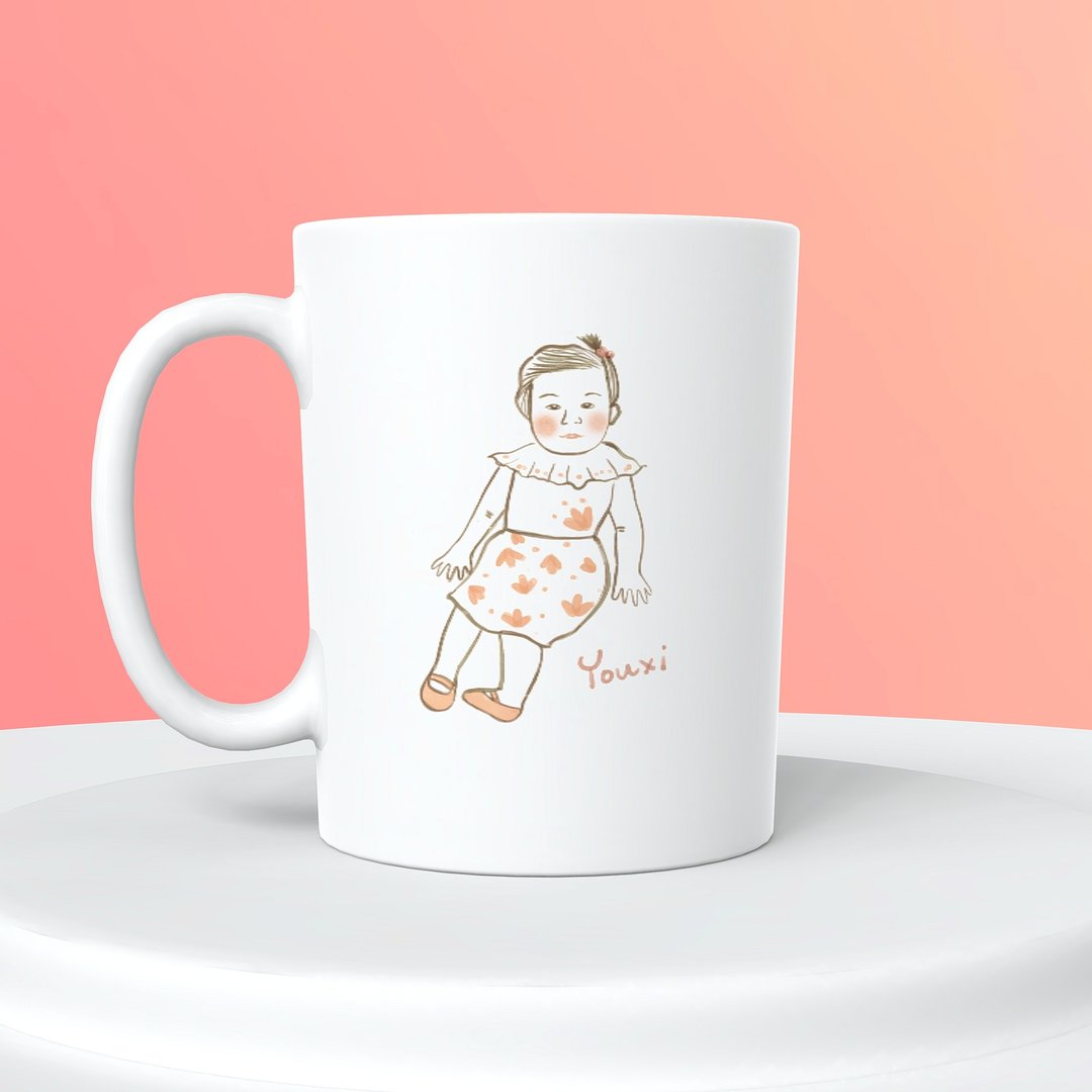 水彩手绘风 似颜绘马克杯 新居 新婚 生日 新生儿 宠物纪念礼物 - 订制画像 - 陶 多色