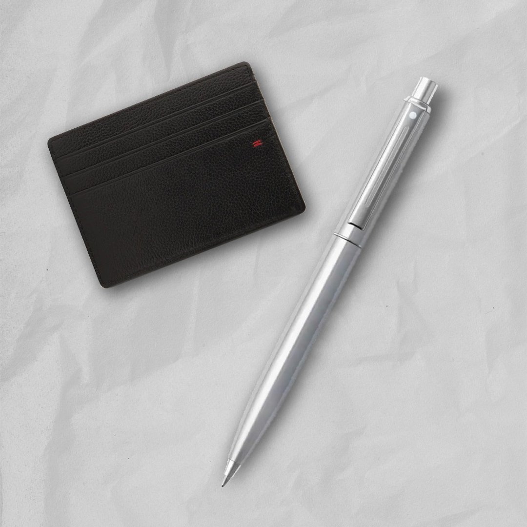 【SHEAFFER】Sentinel 系列 哨兵原子笔 拉丝铬 + 经典卡夹礼盒 - 圆珠笔/中性笔 - 其他金属 银色