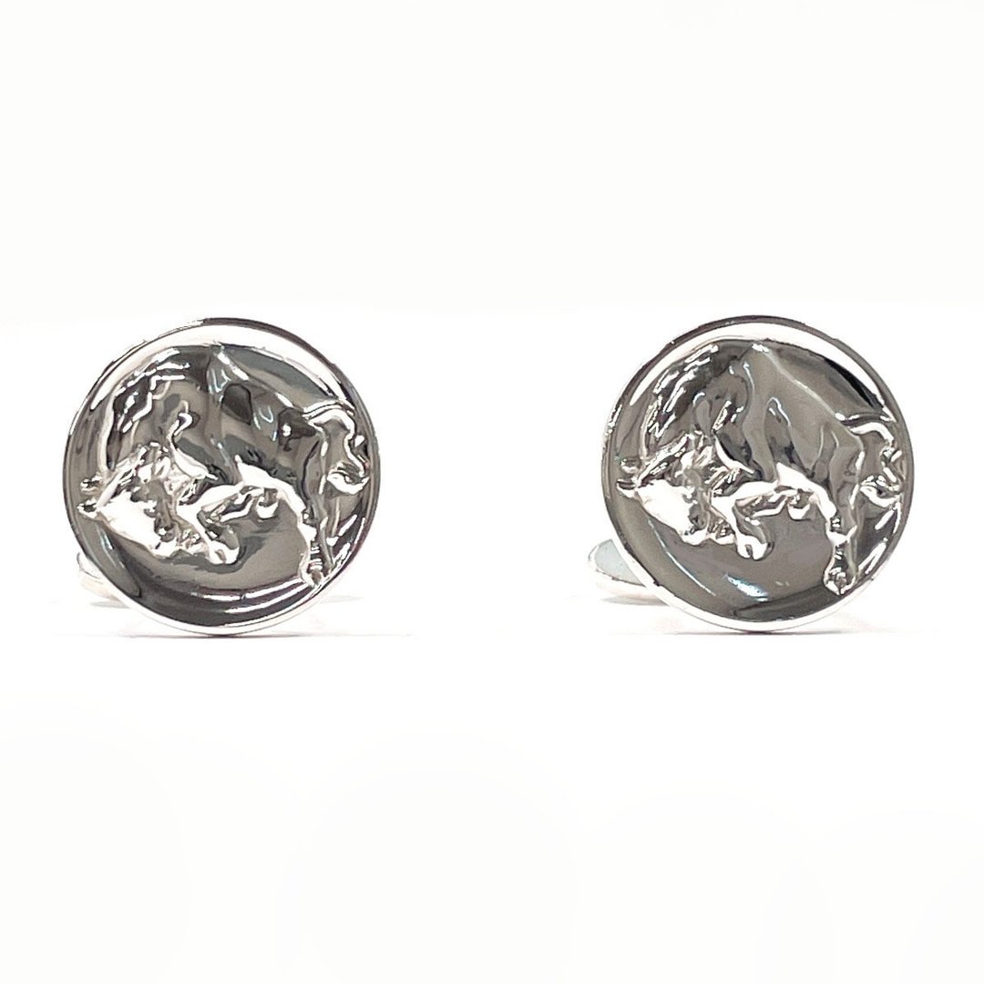 【日本直送 二手美品】Georg Jensen 乔治杰生 袖扣 牛造型 设计编号 70 银 925 - 其他 - 纯银 银色