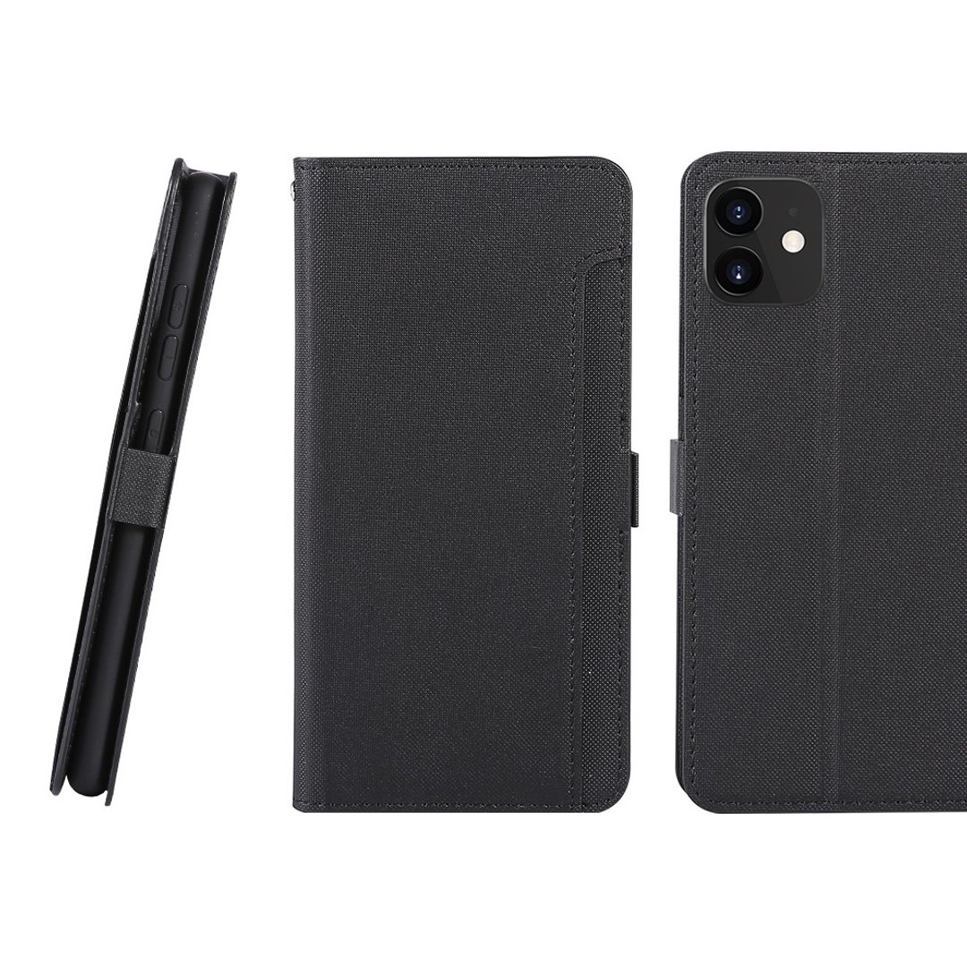 CASE SHOP iPhone 12 Mini 专用前收纳式侧掀皮套-黑 - 手机壳/手机套 - 人造皮革 黑色
