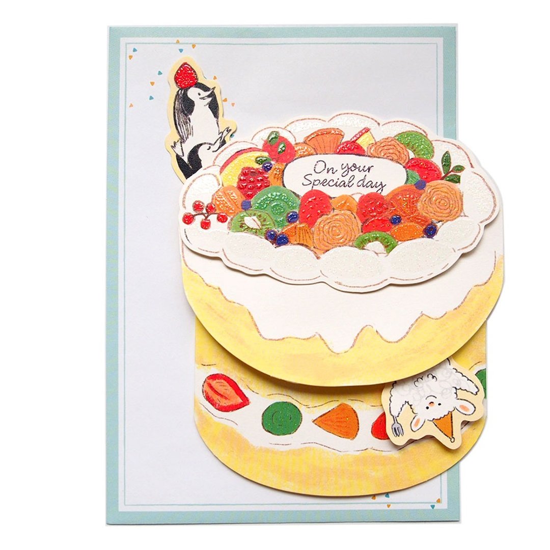 小动物水果蛋糕【Hallmark-JP日本卡片 生日祝福】 - 卡片/明信片 - 纸 多色
