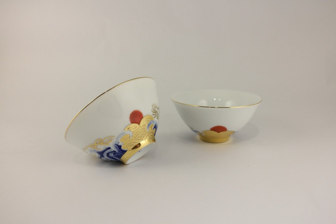 纯手绘茶杯-旭日东升对杯(大饮杯) - 茶具/茶杯 - 瓷 蓝色