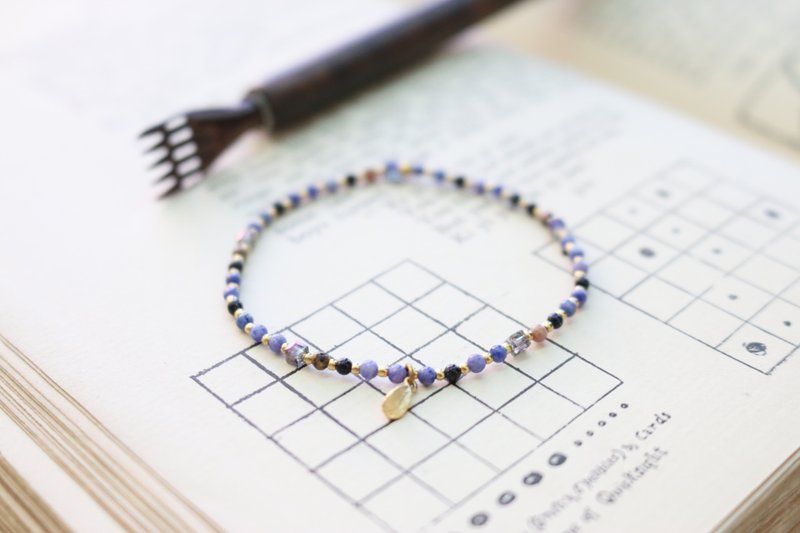 天然石 黄铜 苏打石 手环 0405-小鸟儿 - 手链/手环 - 宝石 蓝色