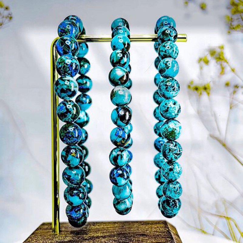 【美国凤凰松石】入门款/高品 硅孔雀石水晶手链 - 手链/手环 - 水晶 蓝色