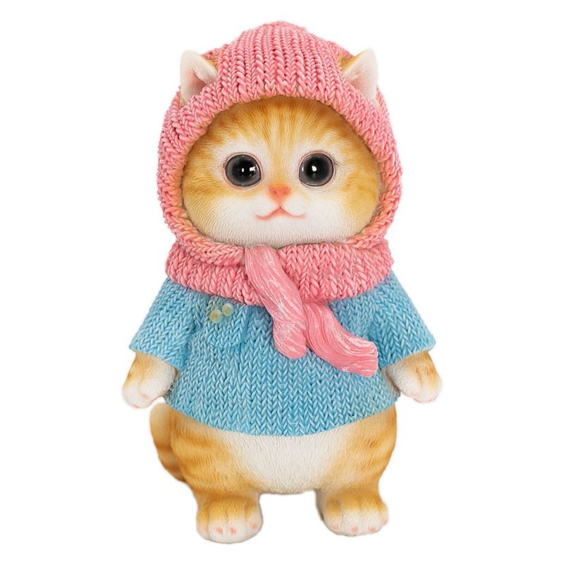 Devalier 猫雕像室内园艺装饰品树脂针织帽生日礼物女士礼物完美礼物正品 cb014a - 摆饰 - 树脂 