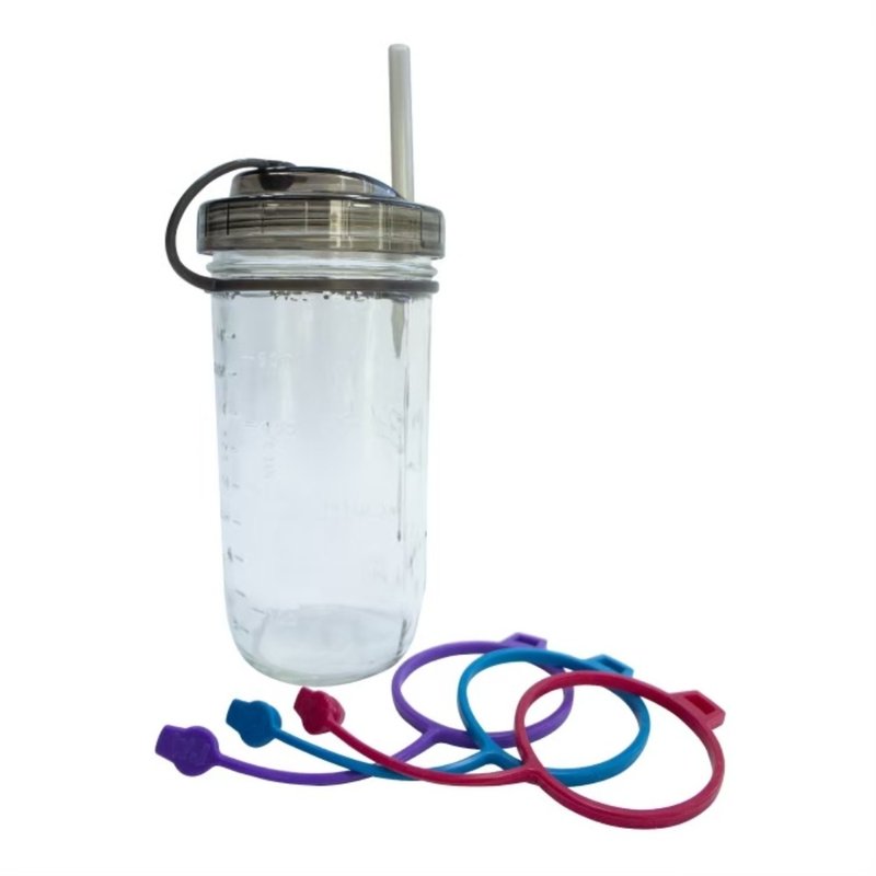 WildJar 密封 QQ 防尘塞 + 多功能盖子吸管组 (窄口灰) - 环保吸管 - 硅胶 多色