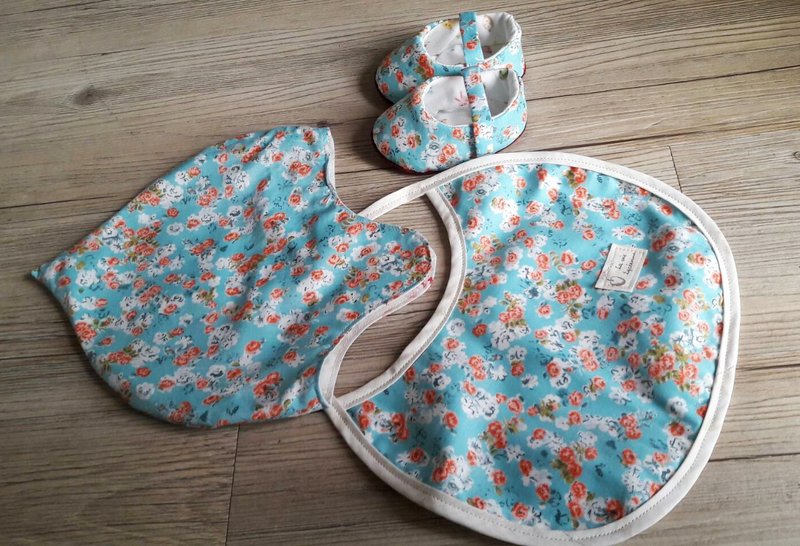 湛蓝花园弥月礼盒三件组 - 满月礼盒 - 棉．麻 蓝色