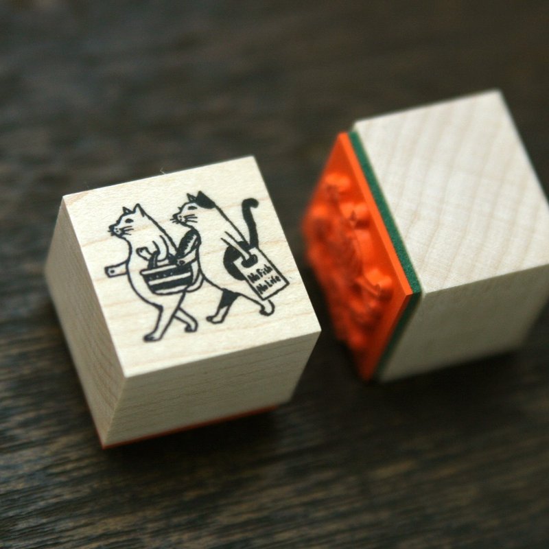 印章猫出去了 - 印章/印台 - 木头 卡其色