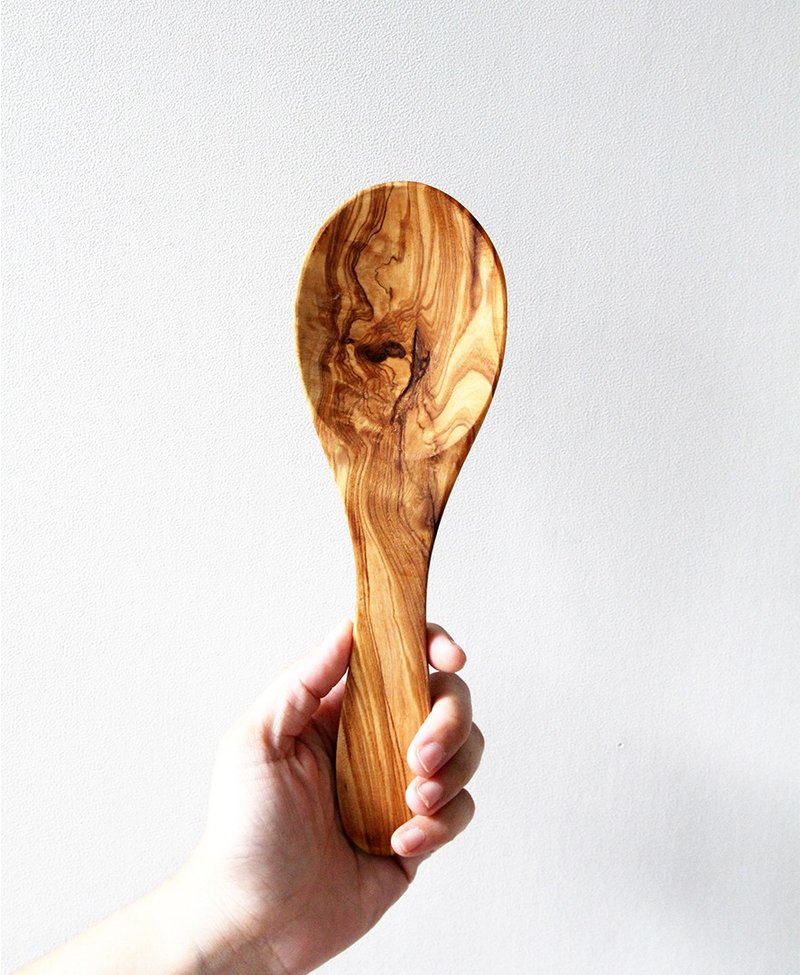 英国Naturally Med精品餐厨橄榄木实木质朴舀饭杓/饭匙 - 餐刀/叉/匙组合 - 木头 咖啡色