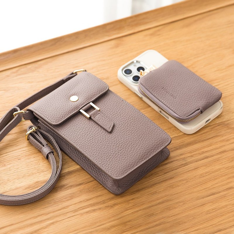 CHENSON 手机包+零钱包 包夹二件组(P25552+W00820) - 侧背包/斜挎包 - 真皮 紫色