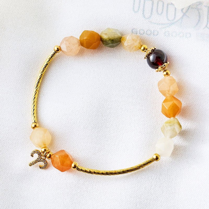 12星座(牡羊座)福禄寿水晶手链、幸运石-石榴石、带来正能量 - 手链/手环 - 宝石 多色