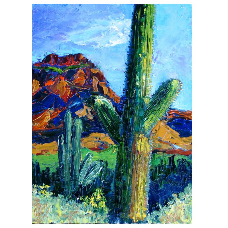 Desert Painting Oil  油畫原作 Floral Original Art Landscape Impasto - 海报/装饰画/版画 - 颜料 多色