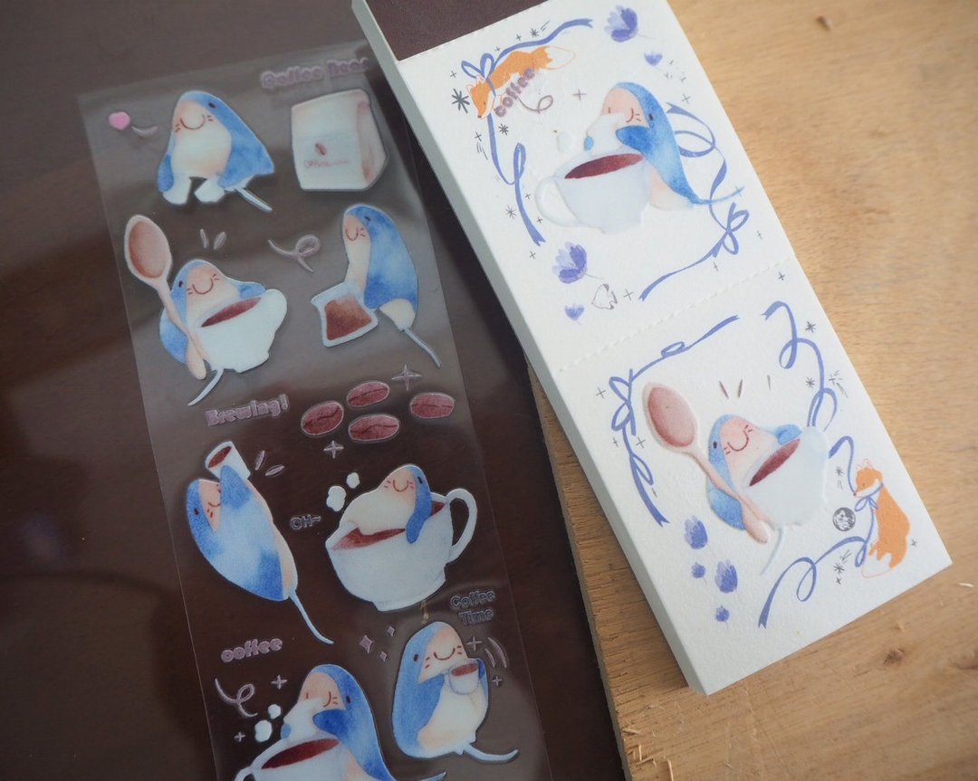 水晶贴纸 I 咖啡魟鱼 - 贴纸 - 塑料 多色