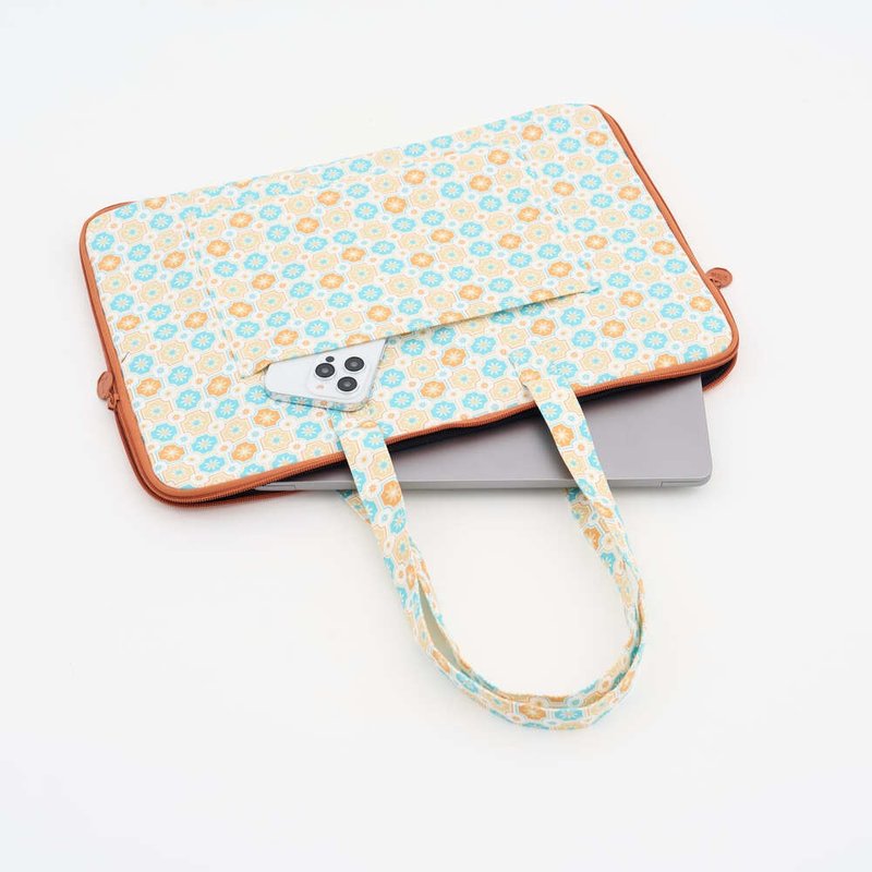 15.5寸笔电收纳包-差旅款/老磁砖2号/玻璃弹珠(15、16寸笔电适用) - 平板/电脑保护壳 - 棉．麻 橘色