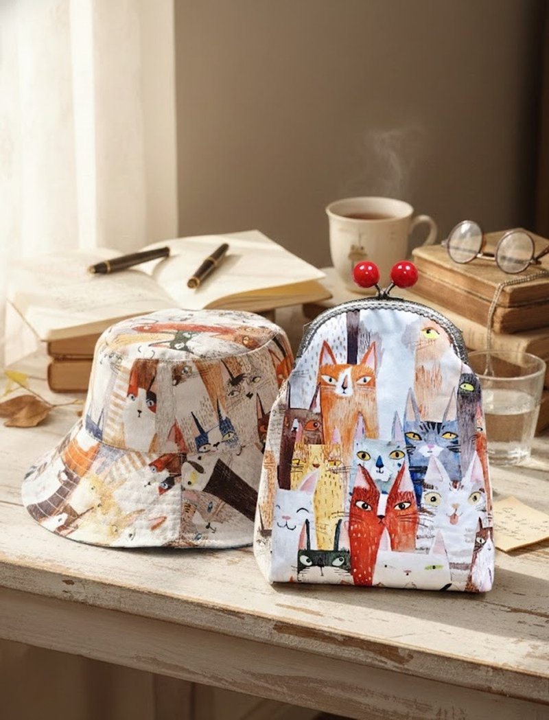 喵星人插画派对・大红珠复古口金包 - 侧背包/斜挎包 - 其他材质 多色