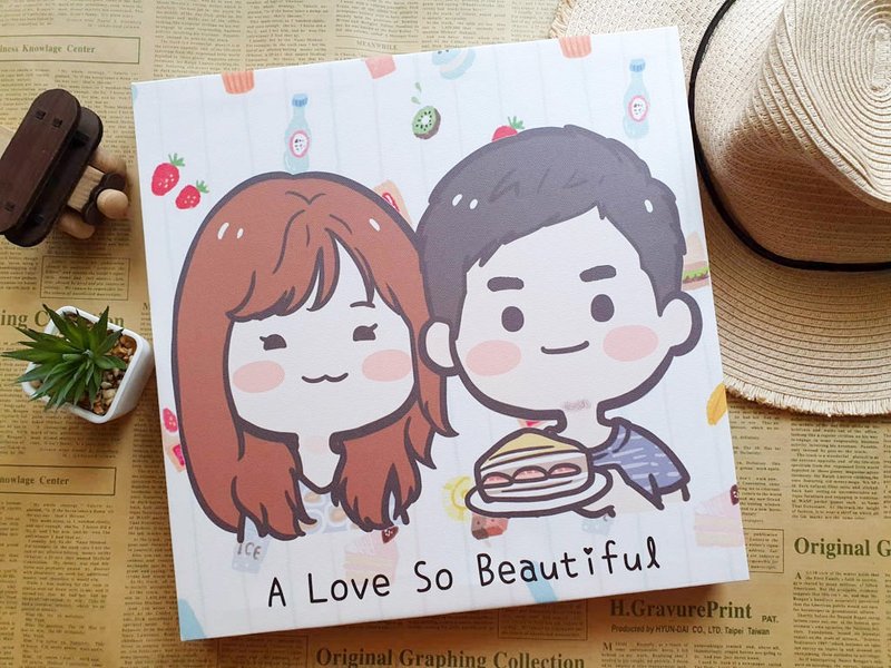 我们的爱情故事 无框画收藏 手绘定制情侣画 定制化幸福礼物 - 摆饰 - 其他材质 粉红色