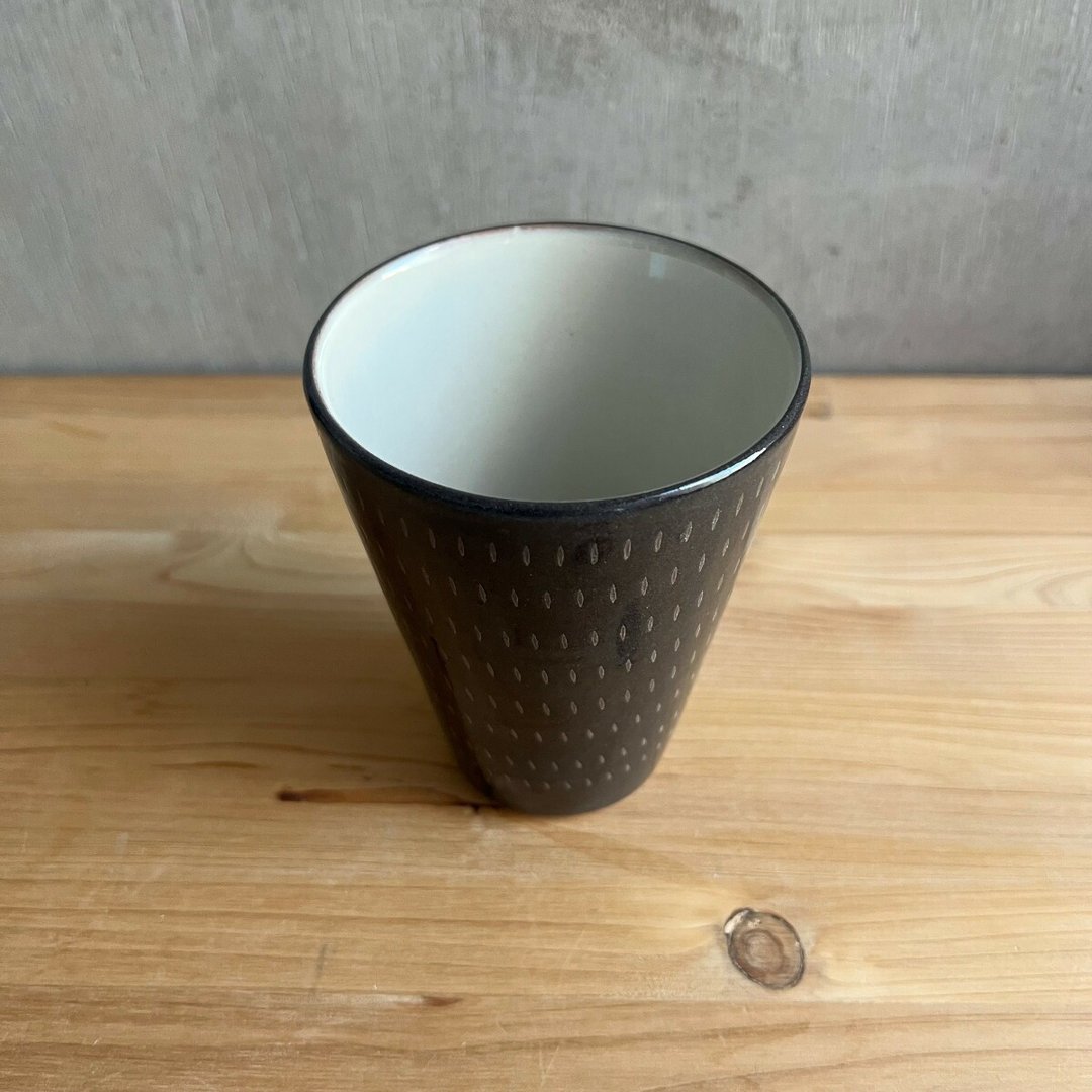 小石原烧 鹤见窑 啤酒杯 黑釉 玻璃杯 陶器 tsurumi-053 - 其他杯子 - 陶 黑色