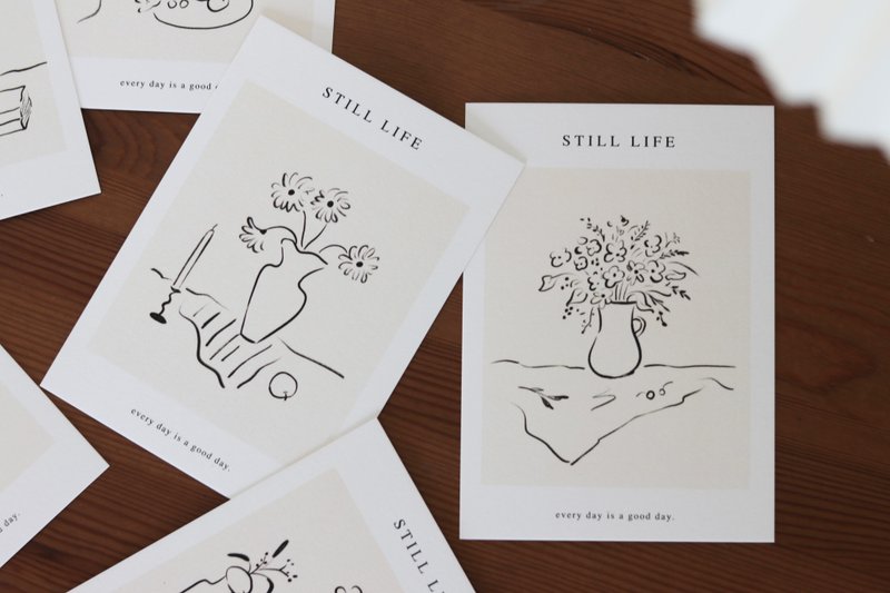 Still Life 静物速写明信片 - 卡片/明信片 - 纸 白色