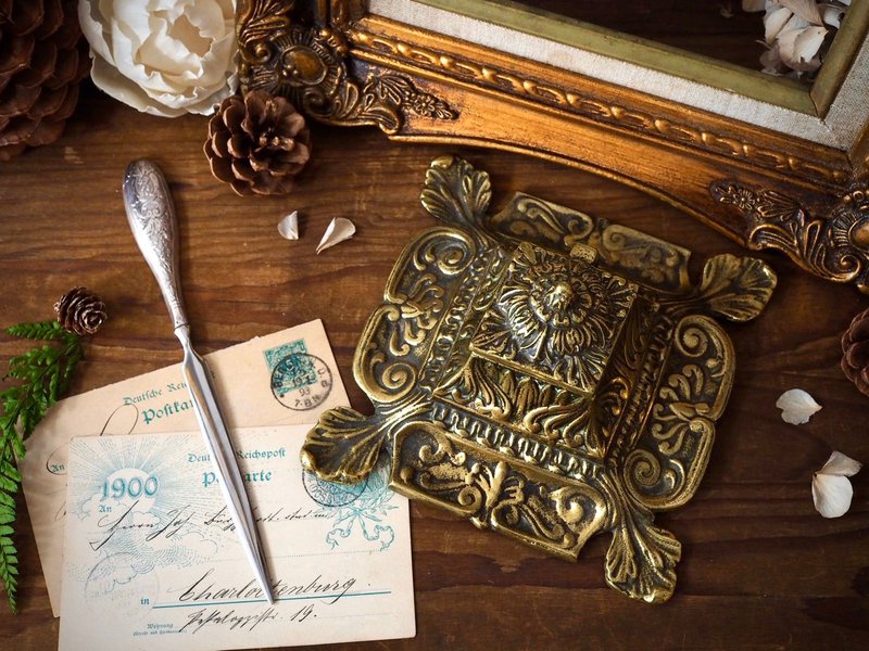 英国黄铜-单槽墨水台 - 摆饰 - 铜/黄铜 