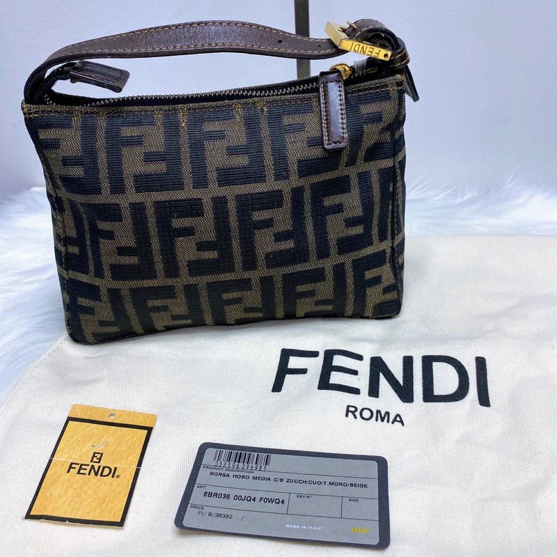 Fendi Zucca Pattern Pouch 迷你手拿包 - 手提包/手提袋 - 其他材质 咖啡色