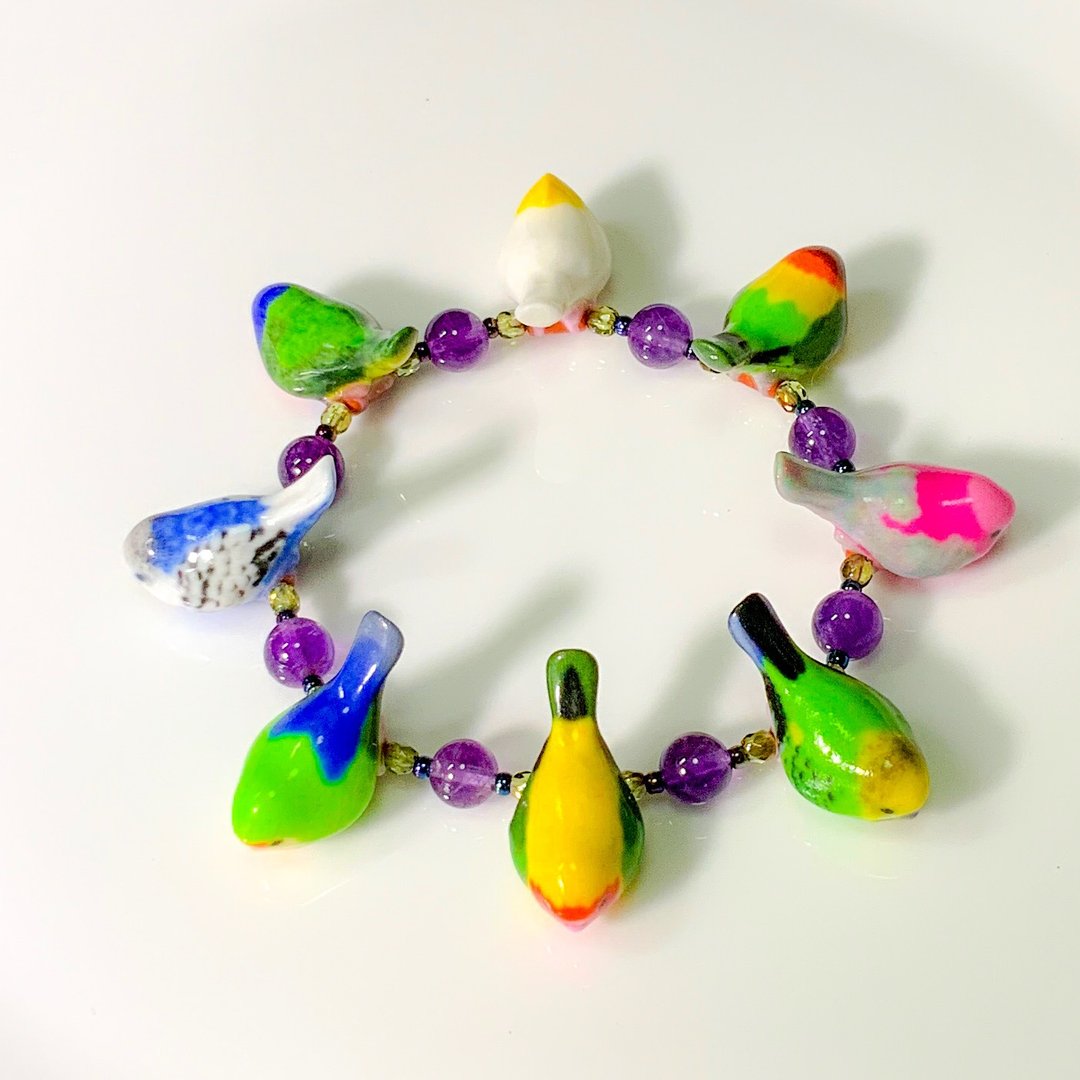 Made-to-order parakeet ski parakeet various bird bracelet - 手链/手环 - 塑料 多色