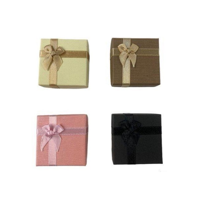 Paper box with ribbon 6 pieces 4color - 收纳用品 - 纸 黑色