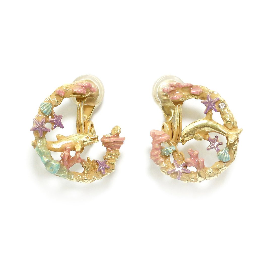 Ocean Clip-On Ocean Clip-on Earrings EA127 - 耳环/耳夹 - 其他金属 多色