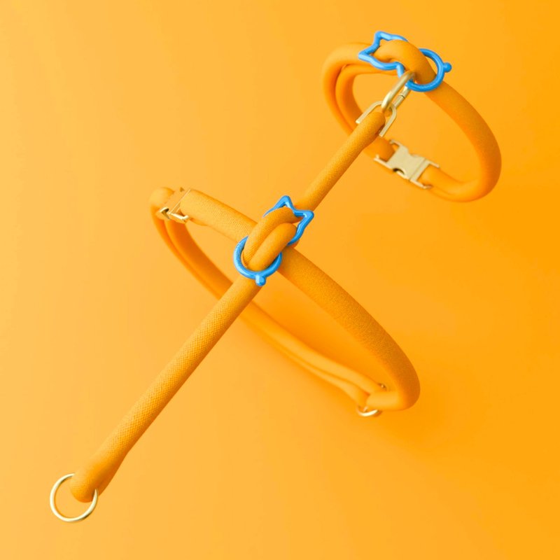 【专为猫咪出行设计】首创圆绳减敏猫胸背带 - 姜猫橘 - 项圈/牵绳 - 尼龙 橘色