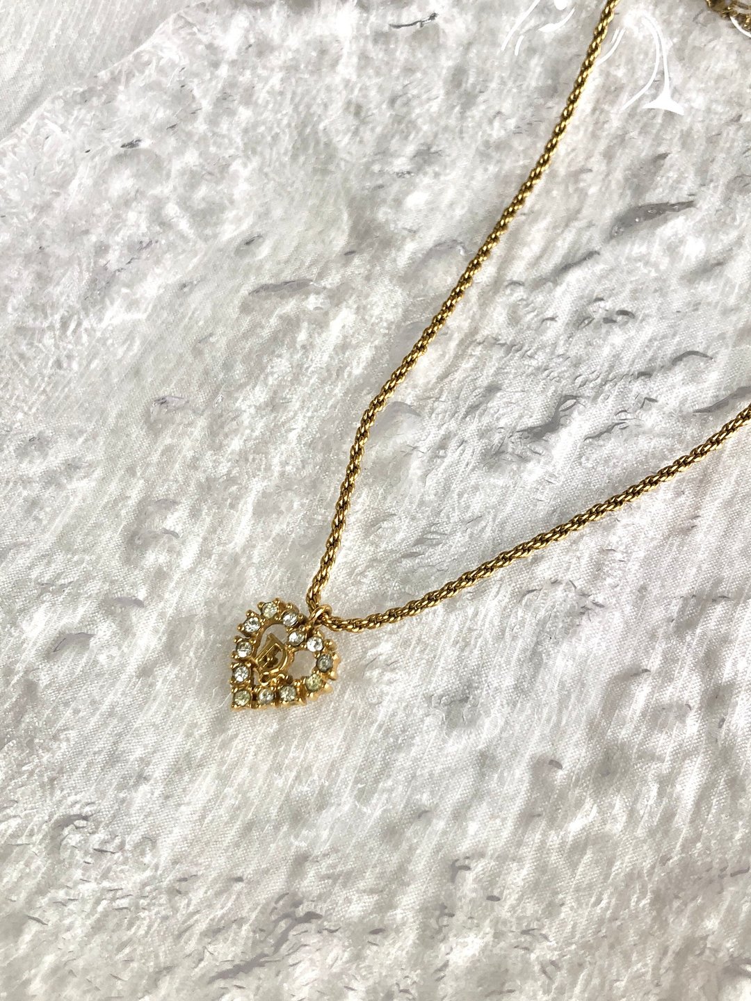 [日本直送，品牌二手包装] Christian Dior 项链，金标志，水钻，心形，旧，fviwdn - 项链 - 其他材质 金色