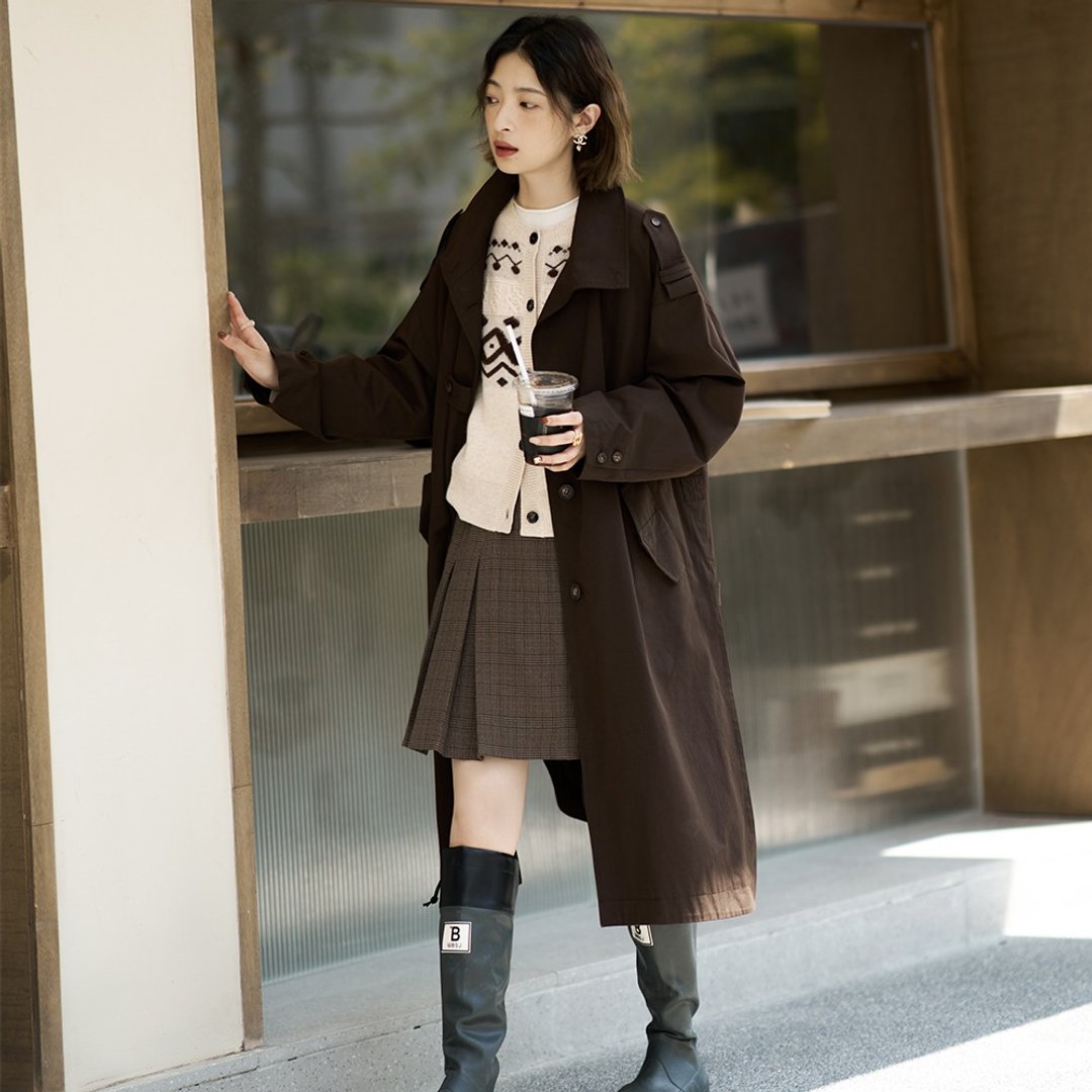 天丝棉工装大廓形长款风衣|外套|夏秋款|Sora-1303 - 女装休闲/机能外套 - 棉．麻 多色