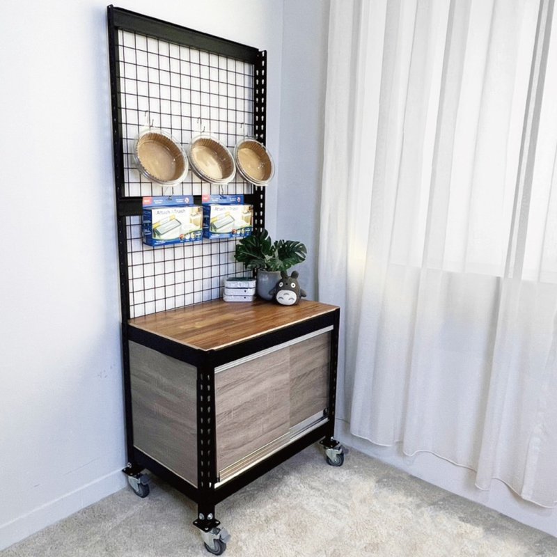 可移动网格收纳架75x45x165cm 商品展示架 - 置物架/篮子 - 其他金属 黑色