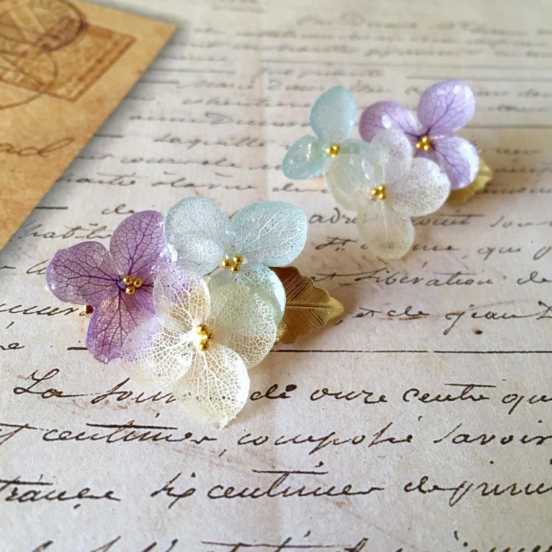 Hydrangea brooch*Blue violet* - 发饰 - 植物．花 粉红色