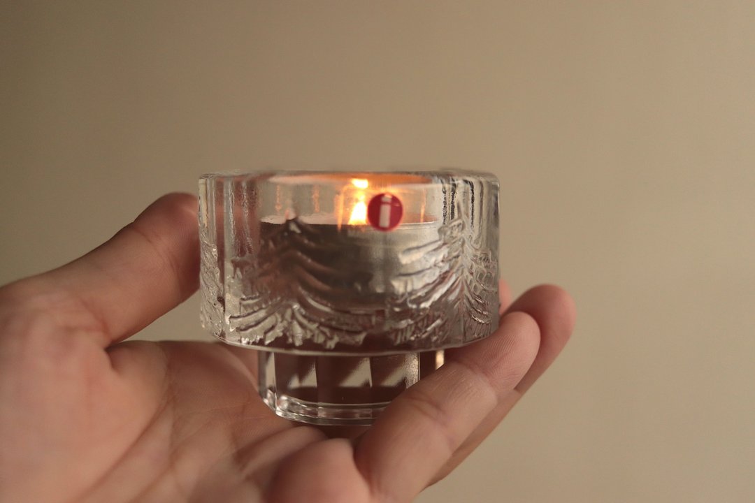 二手老件// 芬兰 iittala Kuusi 云杉系列玻璃烛杯 - 蜡烛/烛台 - 玻璃 透明
