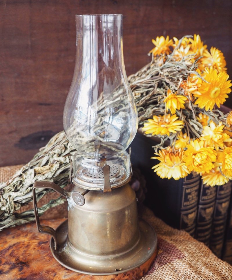 英国早期黄铜玻璃油灯（JS) - 灯具/灯饰 - 其他金属 金色