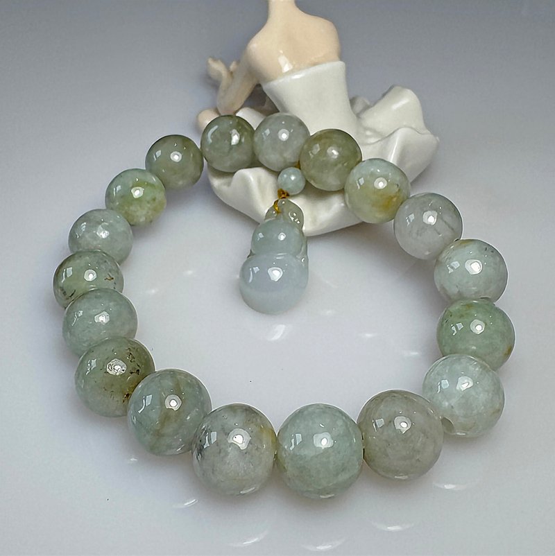 F45 老料翡翠手串 限量珍藏 葫芦福禄 晴水乌鸡 缅甸玉 手串 手珠 - 项链 - 玉石 绿色