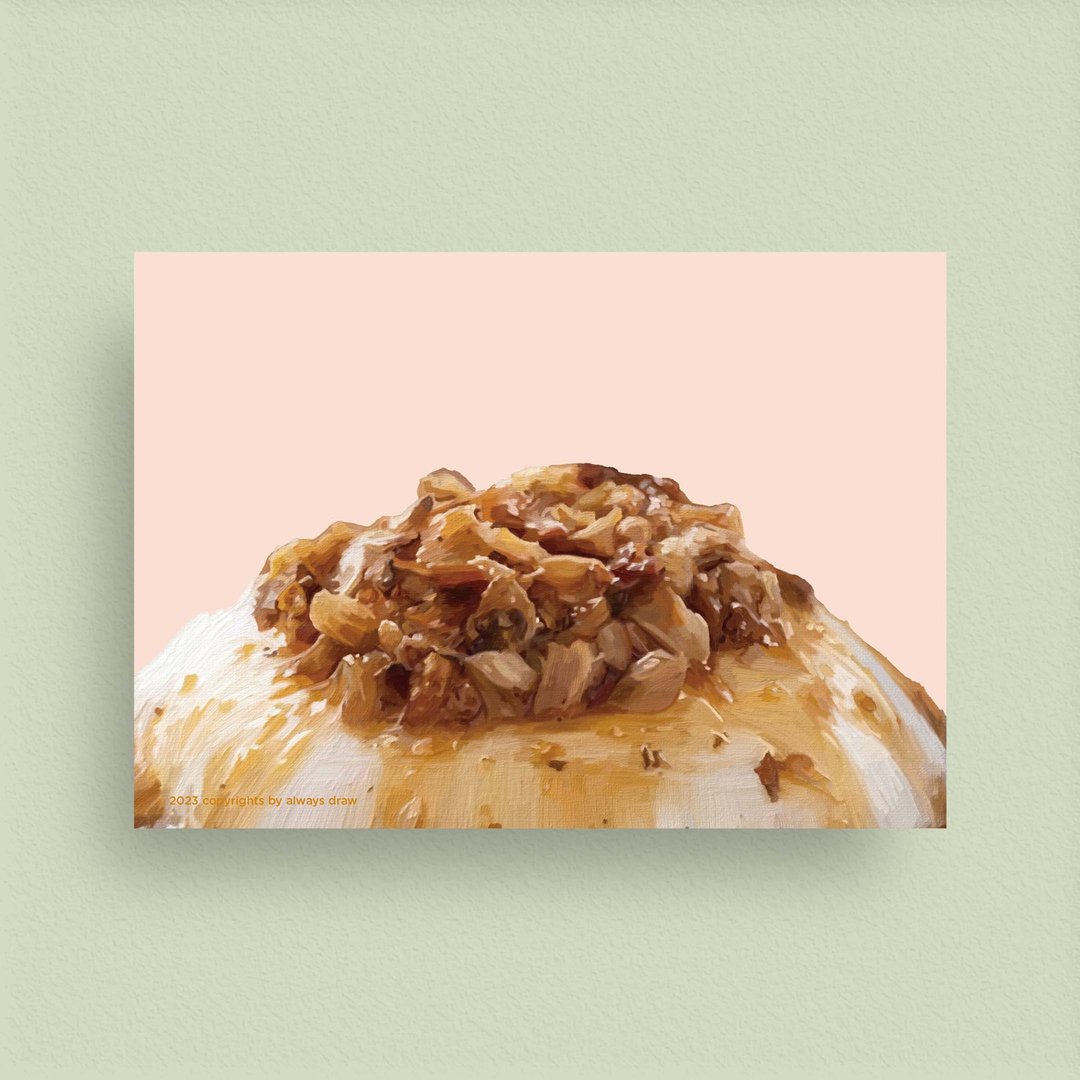 碗粿 - 台湾小吃明信片 - always eat 总绘吃系列 - 卡片/明信片 - 纸 粉红色