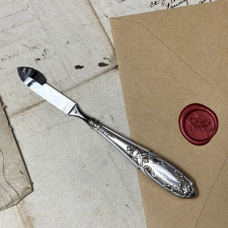 *50935-绝美法国古董800纯银拆蜡刀 - 剪刀/拆信刀 - 纯银 