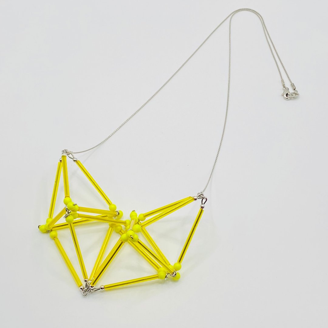 3D Heart NECKLACE【Yellow】 - 项链 - 玻璃 黄色