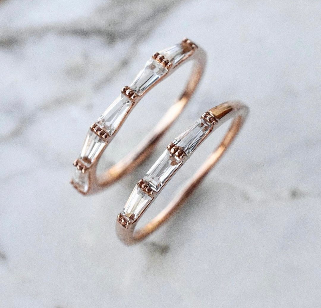 White topaz ring #minimtapper #minimsignature R394 - 戒指 - 纯银 