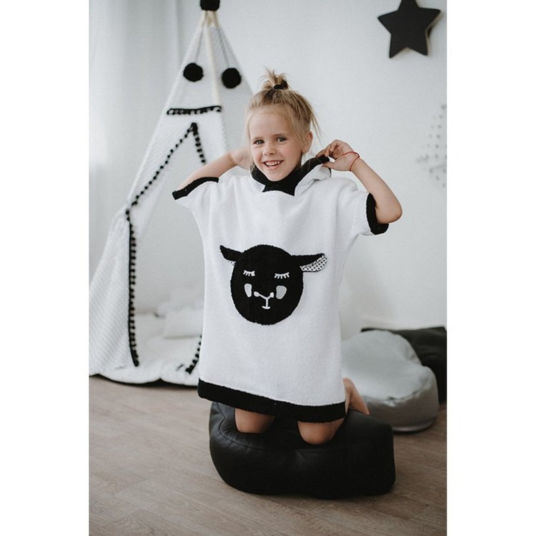 MONOCHROME BEACH PONCHO - SHEEP - 泳衣/游泳用品 - 棉 