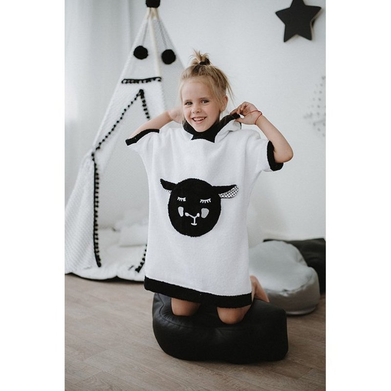 MONOCHROME BEACH PONCHO - SHEEP - 泳衣/游泳用品 - 棉 