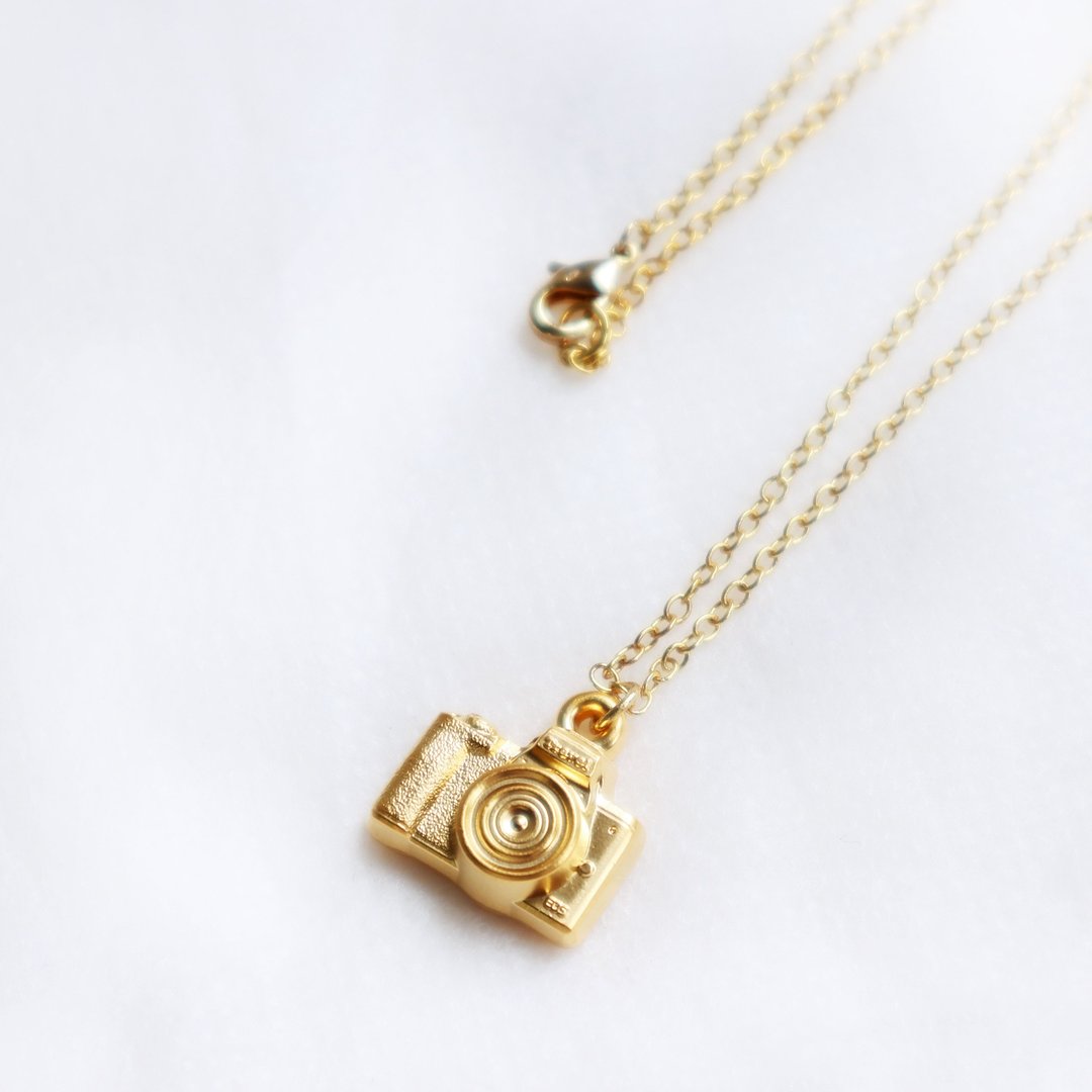 【卡片项链Card Necklace】台湾文化 立体款-相机 - 项链 - 其他金属 卡其色
