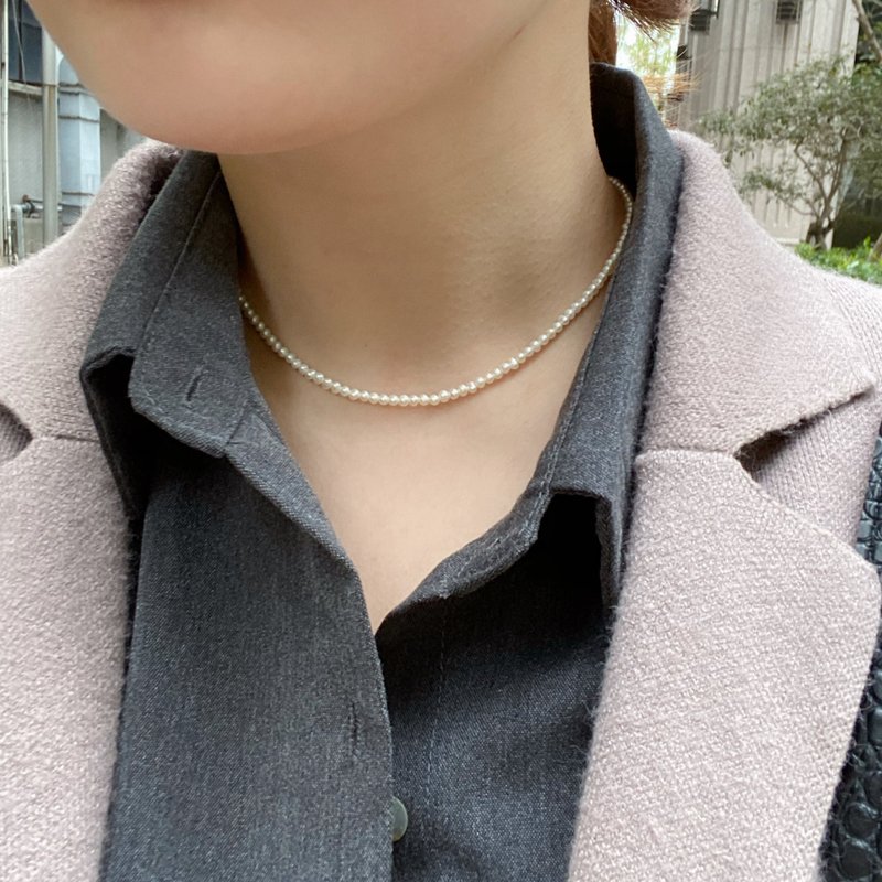 ITS-N116【满满珍珠项链・Pearl】细致光泽珍珠项链 - 项链 - 珍珠 白色