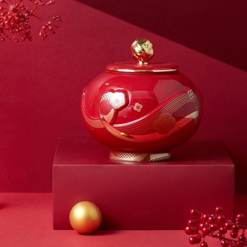 结良缘 蛇年小聚宝盆 | 招财开运 - 摆饰 - 瓷 红色